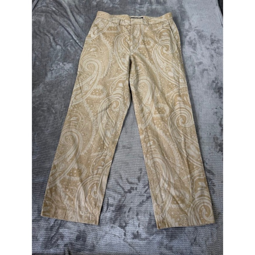 Tommy Hilfiger Tan‎ Paisley Straight Leg Pants Mens 32x29 Tan Cream Trousers